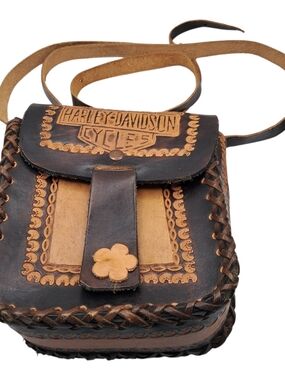 Harley-Davidson Two-Tone Brown Leather Crossbody Bag